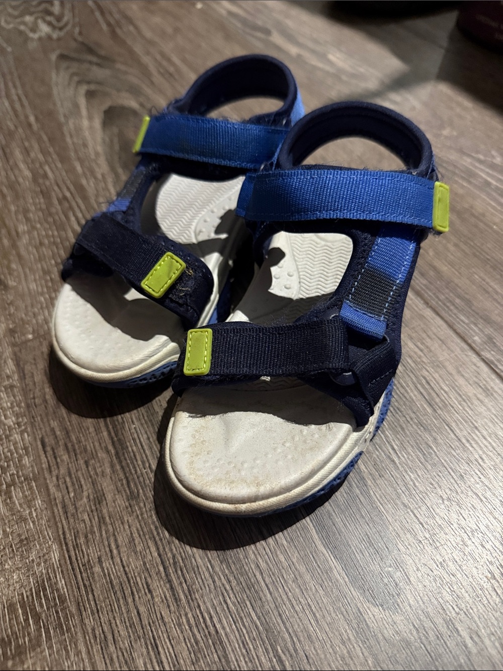 George Navy and Lime Kids Adjustable Sandals